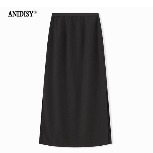 极简知性拼接蕾丝高腰松紧腰开衩修身半身裙 商品图4