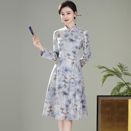 【竹佩】改良复古长袖日常，新中式国风旗袍连衣裙XGT-T25127 商品图0