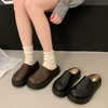 【YW】无忧购 复古厚底加绒包头半拖鞋女秋冬新款时尚一脚蹬懒人百搭勃肯鞋B11（截单后7天发货) 商品缩略图0