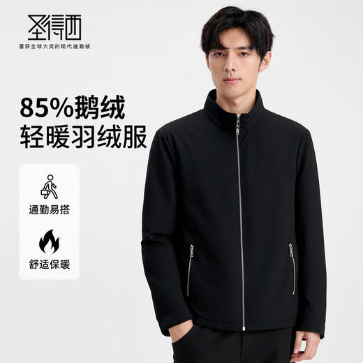 【含鹅绒】圣得西男简约立领轻暖鹅绒服2025秋季新款时尚百搭外套 商品图0