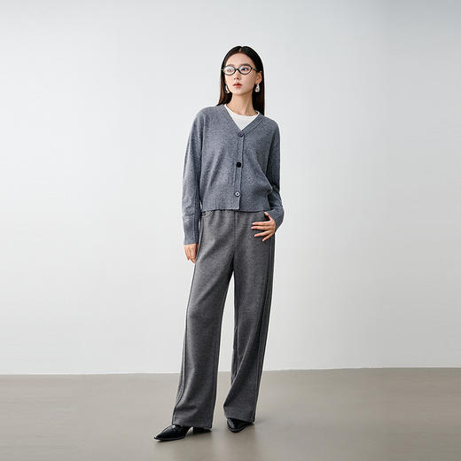 NEELLY纳俪商场同款秋季新款针织休闲裤女松紧腰直筒卫裤长裤N25104H04522 商品图2