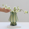 现代简约抹茶绿条纹花瓶仿真花摆件家居样板房客厅玄关台面装饰品 商品缩略图1