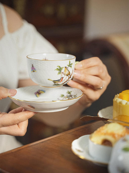 独角鹿西洋古董 20世纪匈牙利赫伦瓷窑出品「罗斯柴尔德之鸟」手绘描金装饰下午茶套件 18件 商品图4