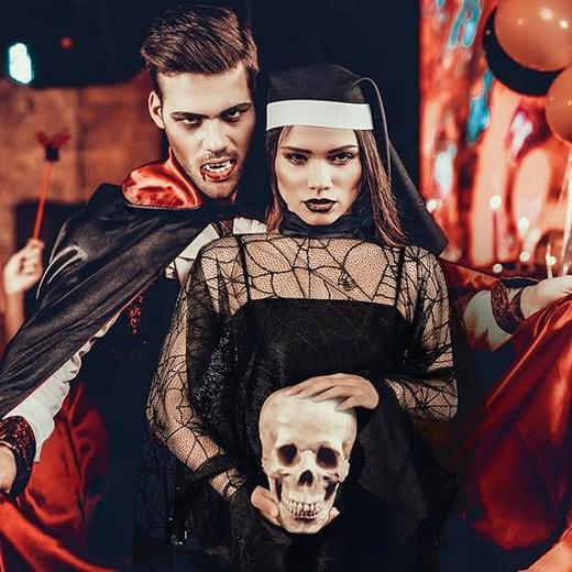 【氛围感！搞怪风 | 亲子款 | 轻垂感】万圣节蜘蛛网蝙蝠披风欧美黑色节庆成人儿童披肩斗篷经编服装涤纶。hb 商品图1