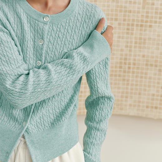 NEELLY纳俪商场同款冬季新款清新减龄绞花针织衫女简约软糯毛衣N25102A01034 商品图2