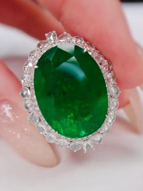 17.8ct刻面祖母绿戒指吊坠两用