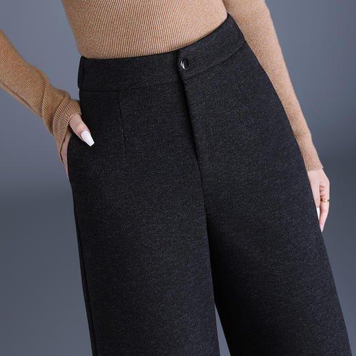 CY-6602-Y中式盘扣毛呢阔腿裤厚款保暖直筒裤秋冬季新款女装长裤 商品图3