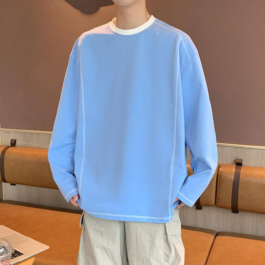 英国轻奢Schenvega 爆款迪桑平纹插色领长袖T恤卫衣A72-7902 商品图8