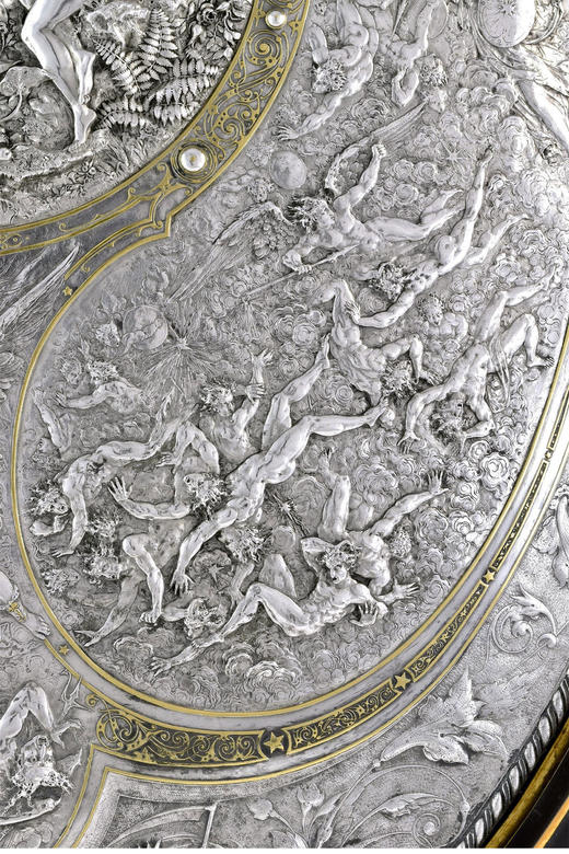 独角鹿西洋古董 1860-1870年代法国工匠Léonard Morel-Ladeuil设计英国名坊Elkington出品《失乐园》主题米尔顿之盾 商品图3