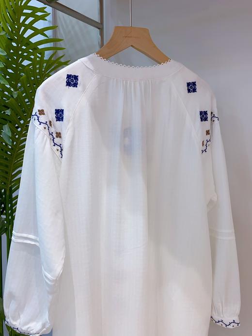 松植屋《璃陌》双层纱民族风长袖睡裙蓝调刺绣满满民族风 商品图2