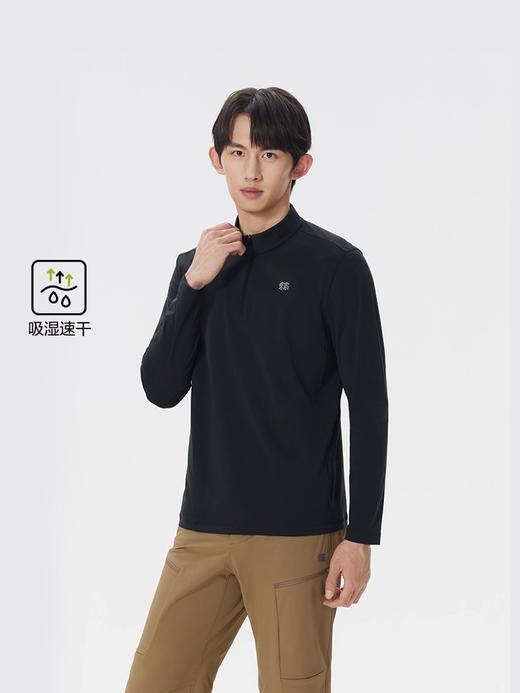 半拉链长袖tee，出口首尔。胸口小标户外正肩透气长袖上衣C101160 商品图6