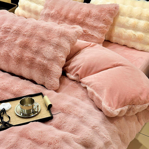 【兔毛绒四件套】兔毛绒四件套秋冬保暖绒布套件泡芙格长毛绒加厚床品 商品图2