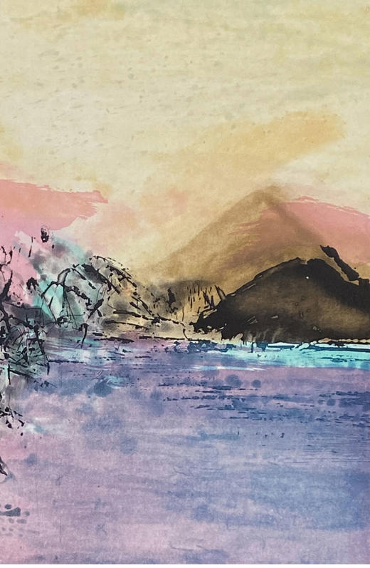 【已售】独角鹿西洋古董 1986年巴塞罗那出版赵无极创作「紫色风景」凹版蚀刻版画 商品图2