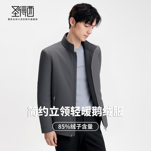 【含鹅绒】圣得西男简约立领轻暖鹅绒服2025秋季新款时尚百搭外套 商品图2