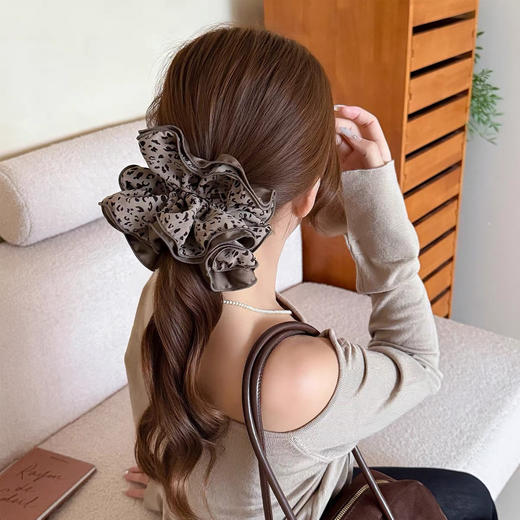 【家居百货】「美拉德豹纹发圈」真的我会先推荐它！四层一整个豹纹的发圈 缎面+豹纹的拼色也很大气，一年四季可搭～ 商品图2