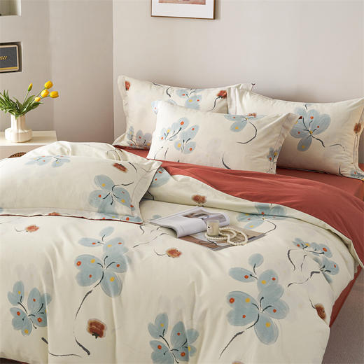 多喜爱 美眠康 奢适级全棉磨毛四件套 浅浅花样｜【高支高密面料】【法式水墨晕染】【全棉套件】 商品图2
