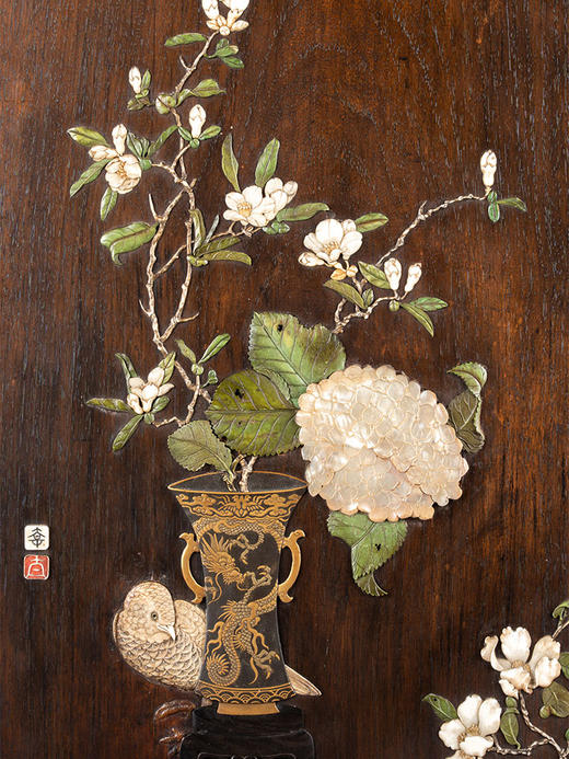 【已售】独角鹿西洋古董 19世纪末20世纪初日本明治时期出品「玲珑春雪」主题芝山镶嵌装饰画 商品图2