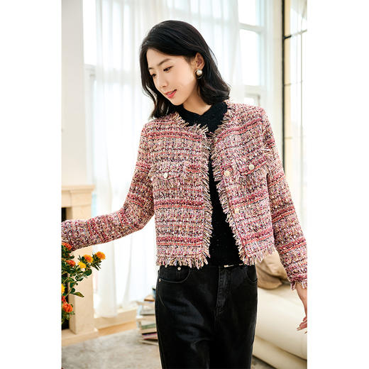 NEELLY纳俪商场同款冬季新款90白鹅绒羽绒服女保暖小香风短款外套N25104L04551 商品图3