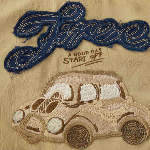 谜底短款上衣女2024夏季新品复古绣花圆领泡泡袖T恤短袖242MS0595 商品图3