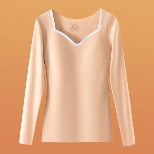 【速拍！到手2件美体衣！】秋冬打底保暖内衣 女高品质撞色女无痕带胸垫可外穿保暖长袖 美肤衣 商品图6