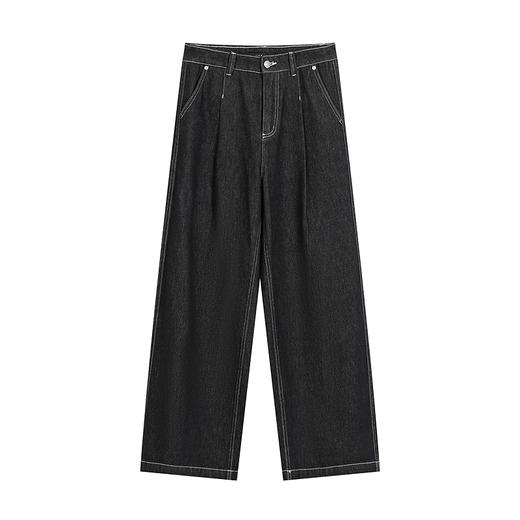 NEELLY纳俪商场同款冬新款时尚高腰阔腿牛仔裤女修饰百搭直筒长裤N25101H01022 商品图3