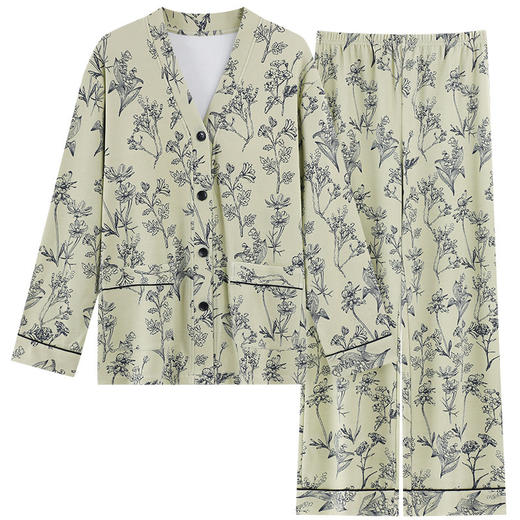 国风开衫睡衣新款带胸垫卡通睡衣女春秋款冬季长袖薄款开衫和服家居服可外穿两件套 商品图4