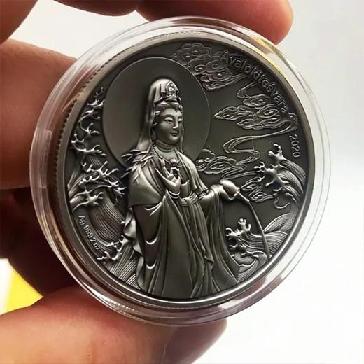 预定！萨摩亚观音纪念币，罕见双面凹面弧形， 带证书及礼盒！ 商品图3