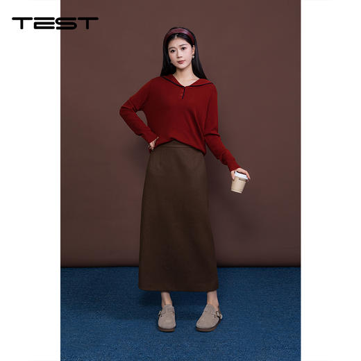 冬上新百搭显瘦长袖海军领纽扣针织毛衣1254027 商品图1