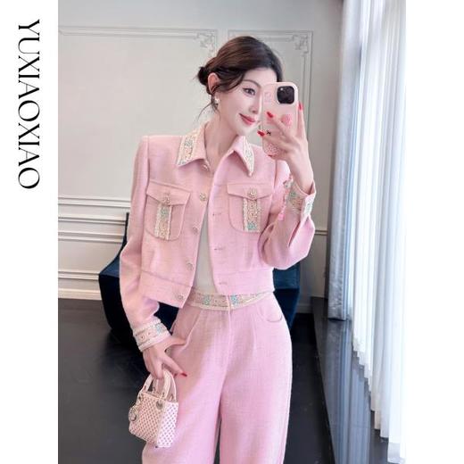 余潇潇【布达佩斯爱戀】拼重工刺绣织带亮丝编织短外套&休闲裤&风衣 商品图2