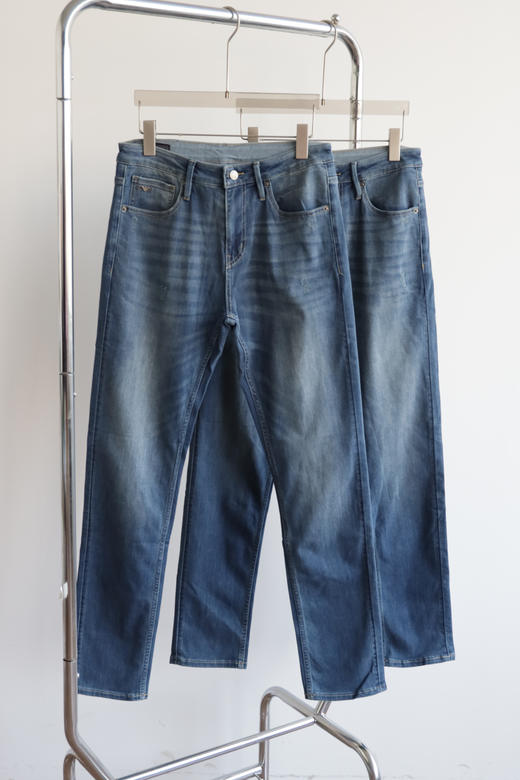 E.@ 水洗磨毛 弹力 修身小直筒牛仔裤 NZK248 商品图3
