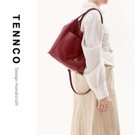 TENNCO【兜兜包】头层真皮红色婚包新娘包通勤腋下包单肩斜挎女包 商品图1
