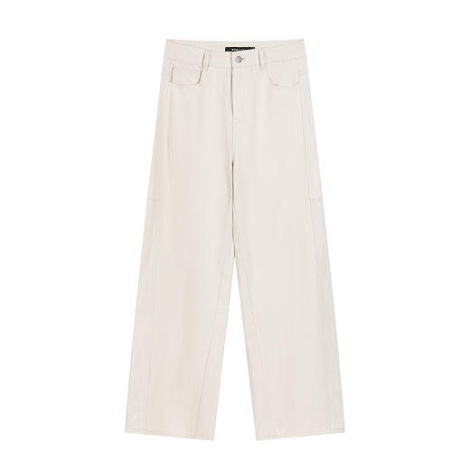 NEELLY纳俪商场同款冬新款白色高腰直筒牛仔裤女通勤出游阔腿长裤N25101H01023 商品图3