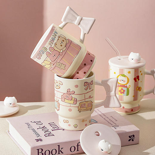 摩登主妇梦游兔子复古马克杯家用喝水杯早餐杯咖啡杯女生办公室杯子陶瓷杯 商品图1