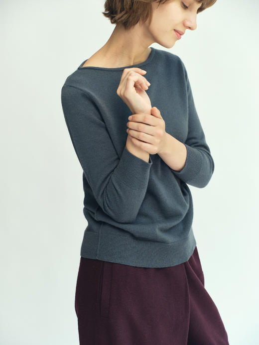 JAI 25AW 墨石灰/深灰蓝/鸽灰色意大利羊绒九分袖毛衣 商品图6