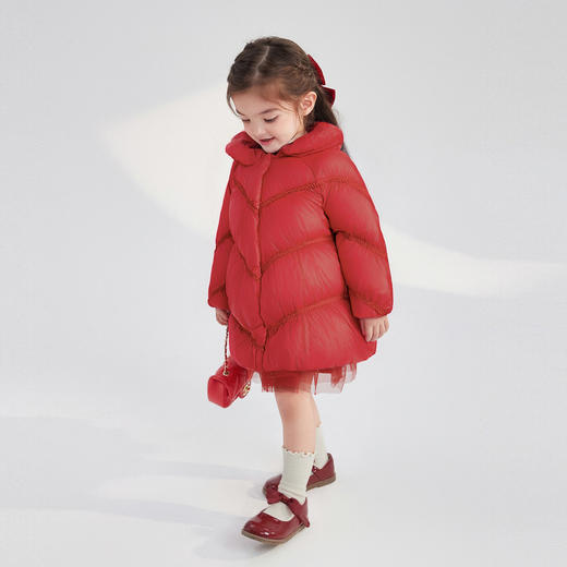 笛莎Deesha 童装女童羽绒服2025冬新款香风A摆蓬蓬羽绒服 商品图2
