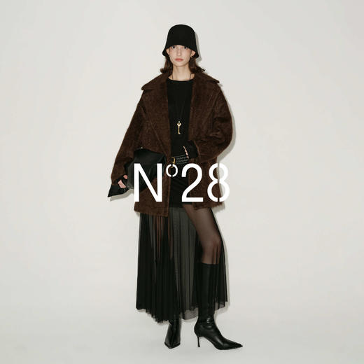 N°28 100%牦牛绒毛呢大衣女秋冬高级感中长款毛呢外套8855A1D868 商品图1