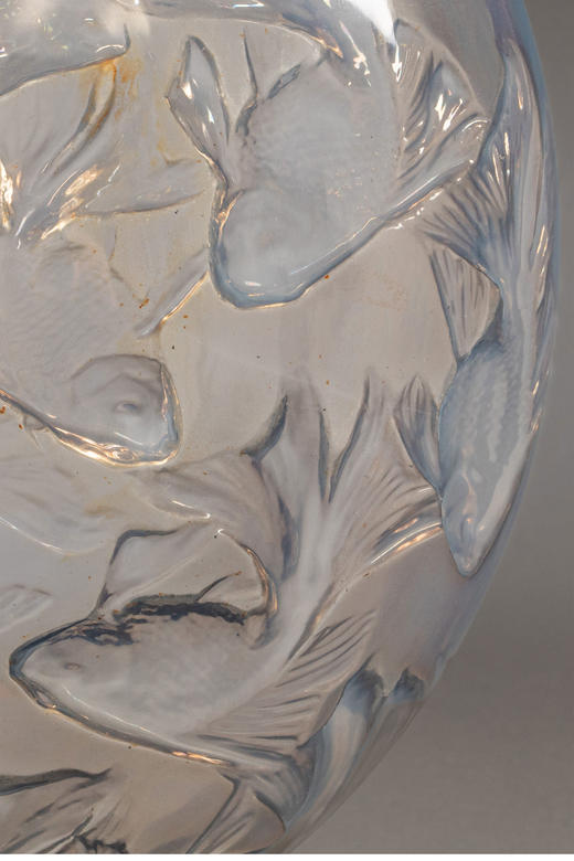 独角鹿西洋古董 1921年法国水晶工坊莱俪LALIQUE设计出品「Cyprins 锦鲤」主题欧泊水晶碗 商品图5