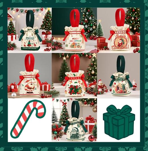 【 圣诞氛围！高颜值 | 质感帆布  | 手提便携 | 多用装礼】圣诞节创意伴手礼袋平安夜苹果包装袋圣诞礼品袋手提糖果帆布袋子。hb 商品图5