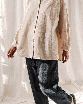 Casey Casey Orsan 25AW 米色肌理纸棉WAGA落肩衬衫