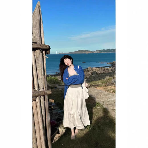 新品上市高级感蓝色POLO领衬衫外套女宽松休闲开衫衬衣 商品图2