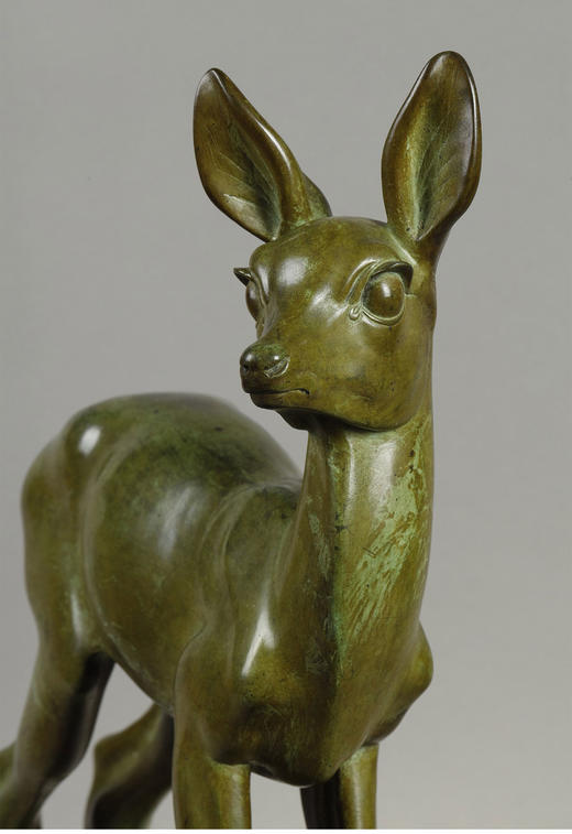 【已售】独角鹿西洋古董 20世纪比利时雕塑家r签名创作「小鹿」主题青铜雕塑 商品图3