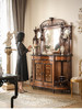 【已售】独角鹿西洋古董 1890年代英国工坊出品新古典主义风格纹饰细木镶嵌带镜大型餐边柜 商品缩略图1