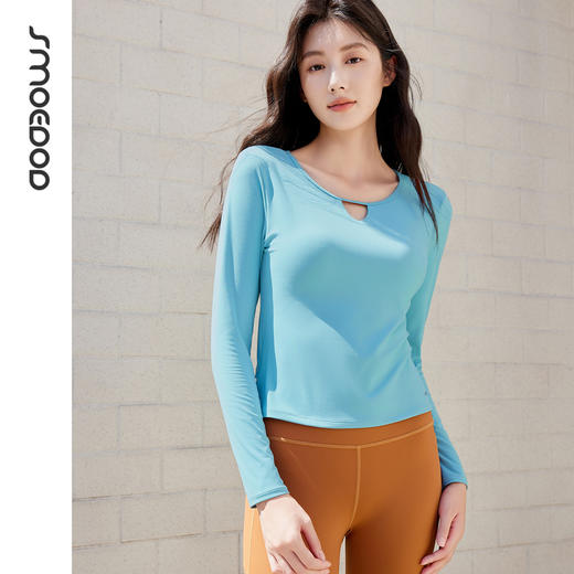 SMOEDOD/水沐伊朵瑜伽秋季健身衣圆领弹性镂空长袖修身型50200 商品图6