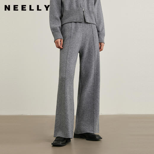 NEELLY纳俪商场同款冬新款宽松直筒休闲裤女小个子通勤针织长裤N25104H04555 商品图0