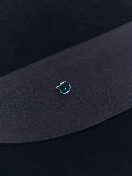 JAI 25AW 蜜蜡琥珀/银翠蓝圆融手工珐琅戒指 商品图0