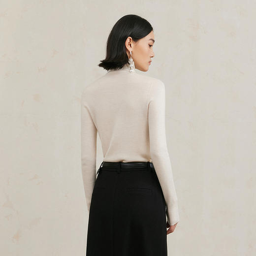 NEELLY纳俪商场同款冬季新款纯羊毛高领套头针织衫女通勤简约毛衣N25104A04421 商品图1
