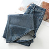 丁摩 烫钻刺绣阔腿牛仔裤新款女春秋爆款高腰显瘦窄版直筒裤5ZF-5009 商品缩略图2