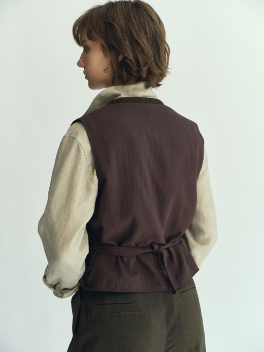 JAI 25AW 秋土棕英国人字纹羊毛游吟诗人马甲 商品图10