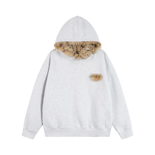 CryingCenter 可爱小鹿毛毛绒绒花灰色袋帽短版显瘦卫衣 哭喊中心 商品图4