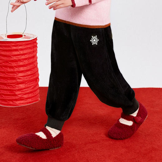 笛莎Deesha 童装女童裤子2025冬新款雪花装饰标束脚裤  商品图1